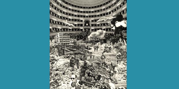 war on media, collage